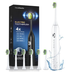 Front view of white OasiSmile sonic electric toothbrush