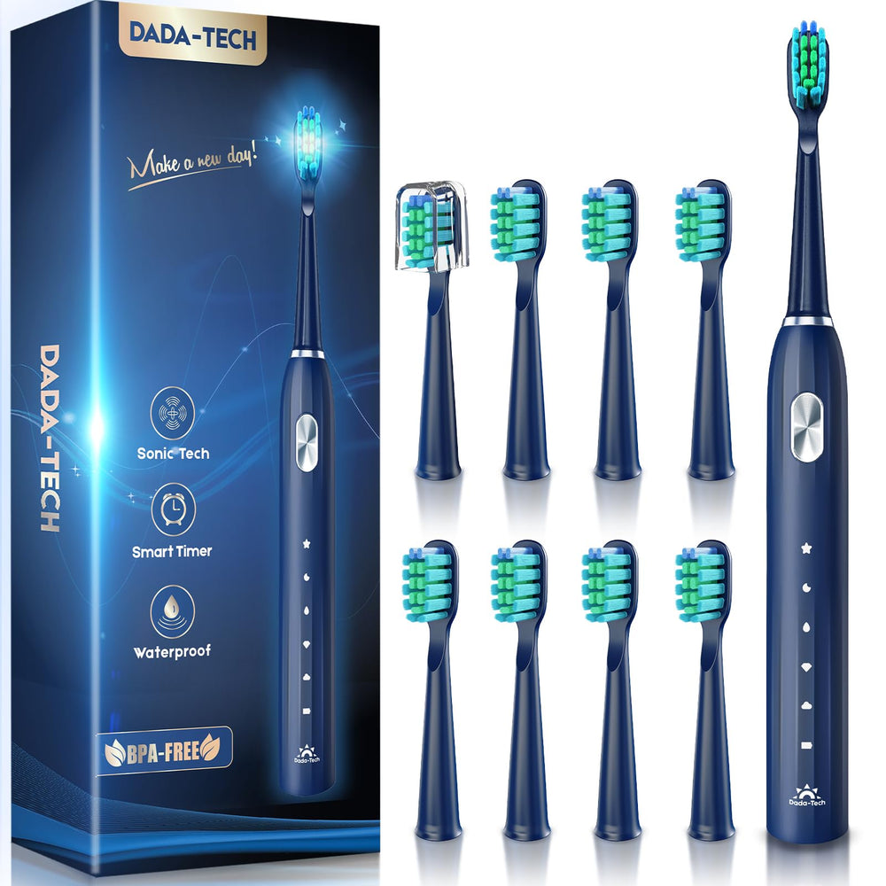 Blue electric toothbrush for adults and kids – front view