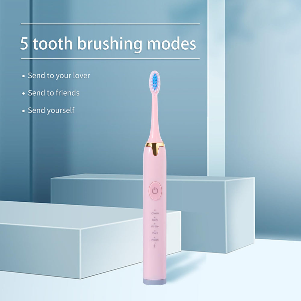Electric toothbrush white and pink side view