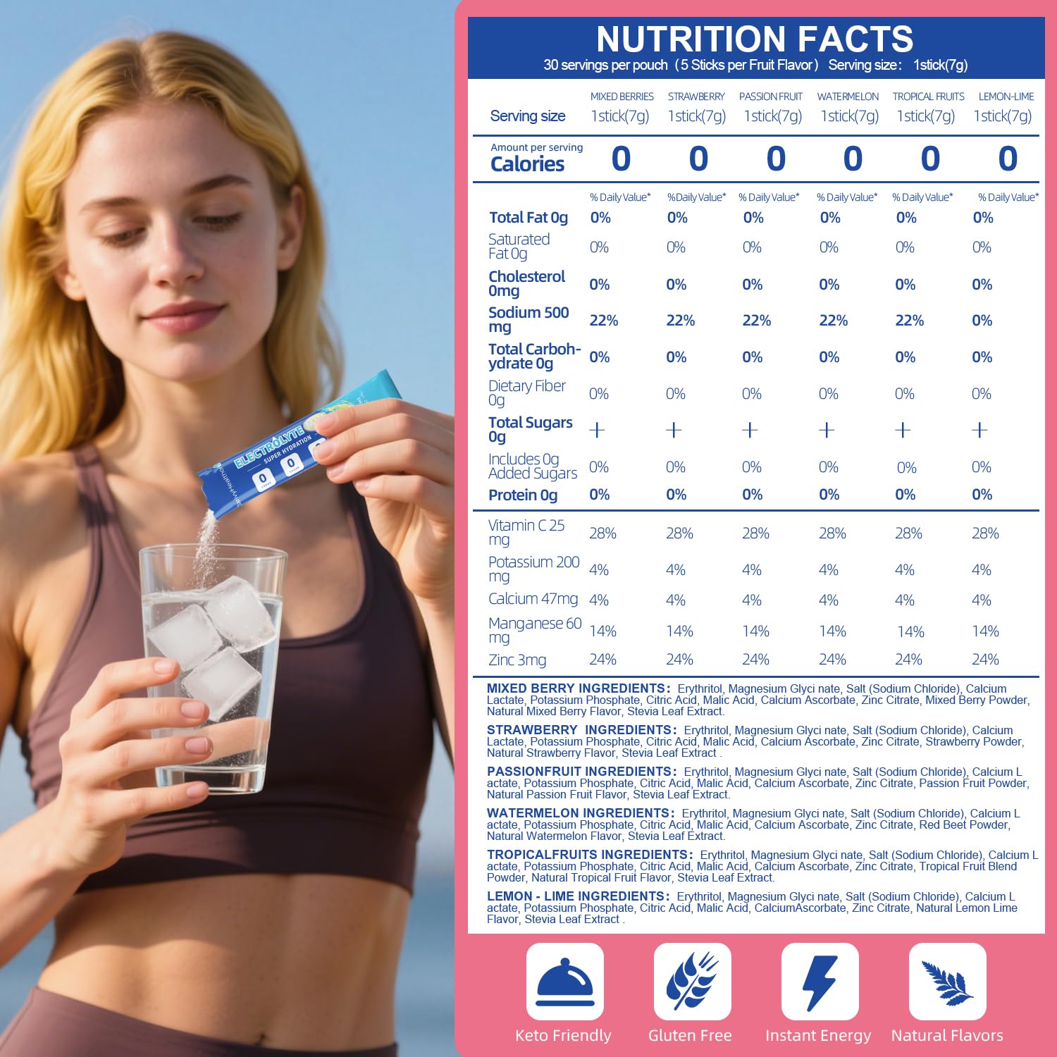 Lime flavor electrolyte powder packet