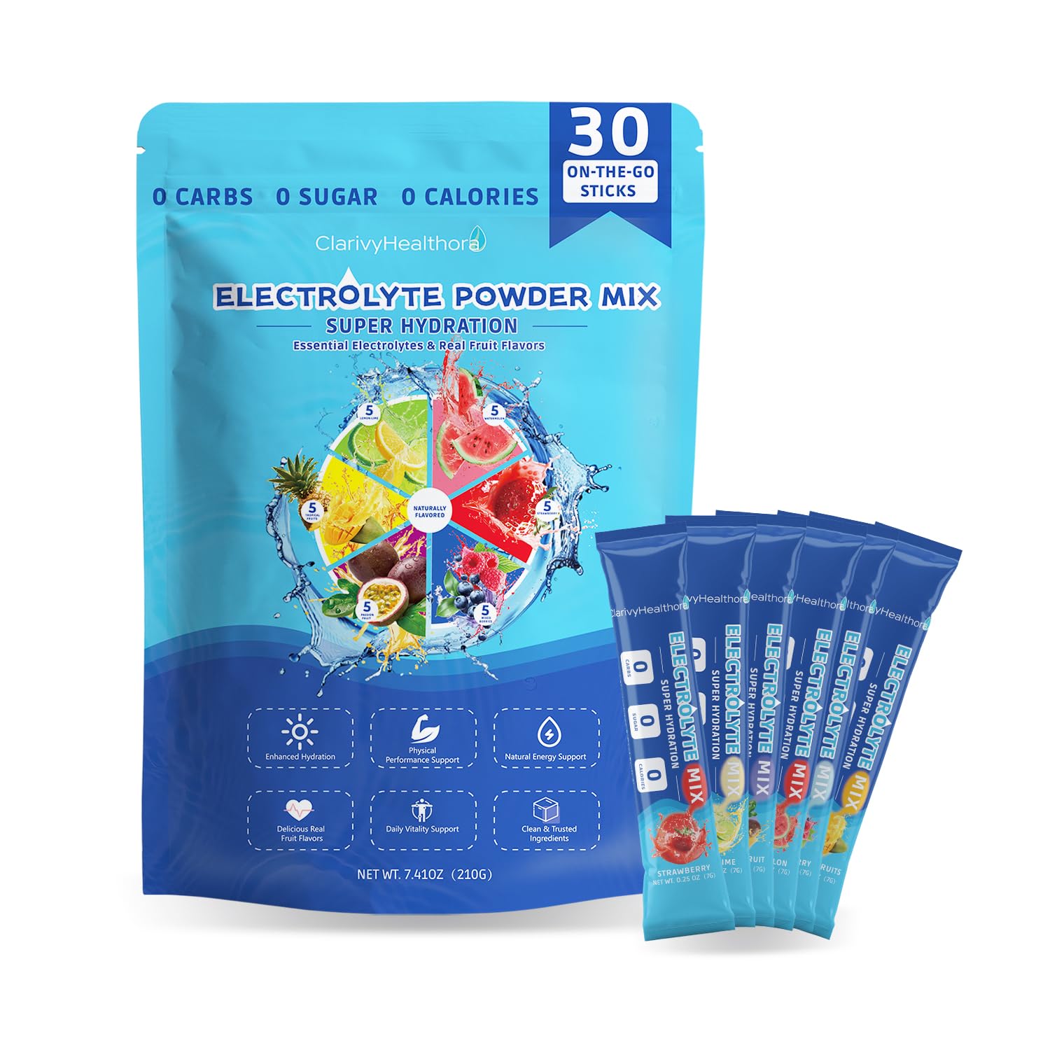 Front view of Electrolyte Powder Packets package