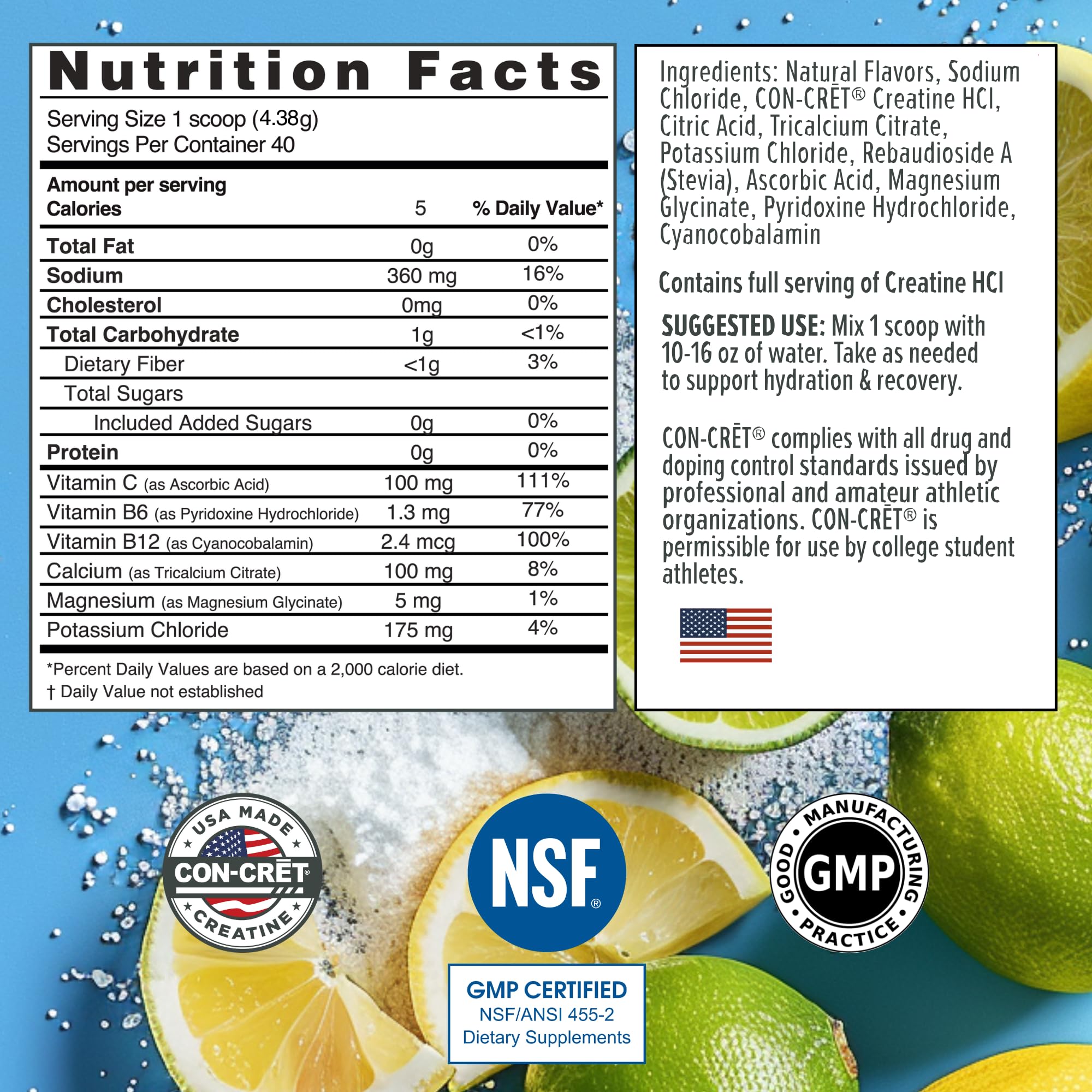 Electrolyte profile with vitamins C, B6 and B12