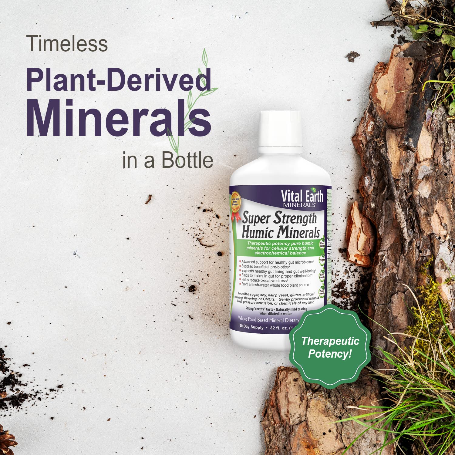 Electrolytes and detox minerals in humic formula