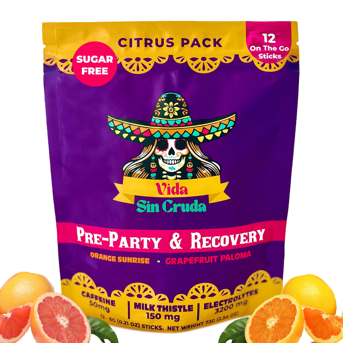 Front view of Electrolytes for Party Recovery Citrus 12ct bottle