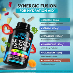 Himalayan salt crystals and kelp powder used in electrolyte tablets