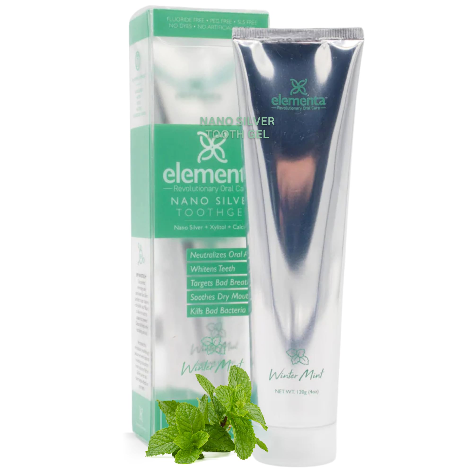 Front view of Elementa Silver Wintermint Non-Foaming Toothpaste 4 oz