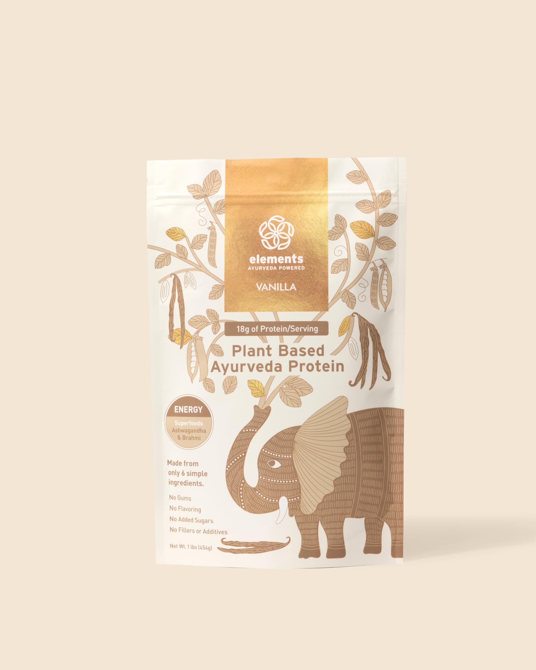 Elements Truffles Ayurveda blend ingredients showcase natural, clean nutrition.