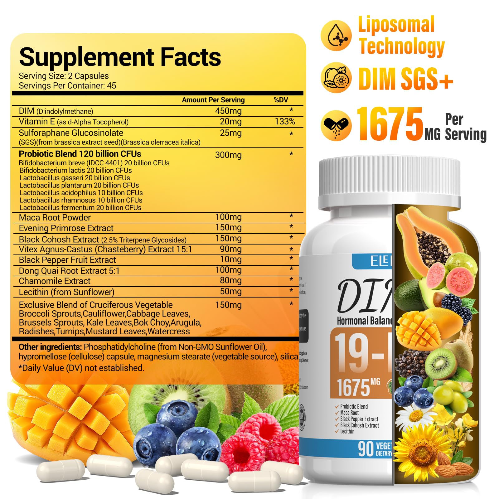 90 vegan capsules of ELERULE DIM SGS