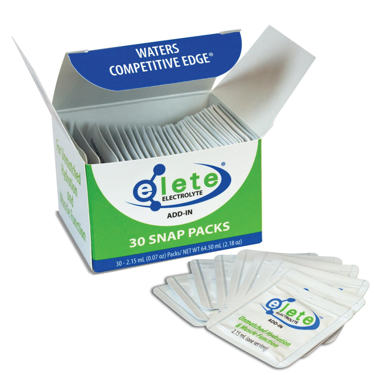 Elete Citrilyte Add-In Snap Pack opened for on-the-go hydration.