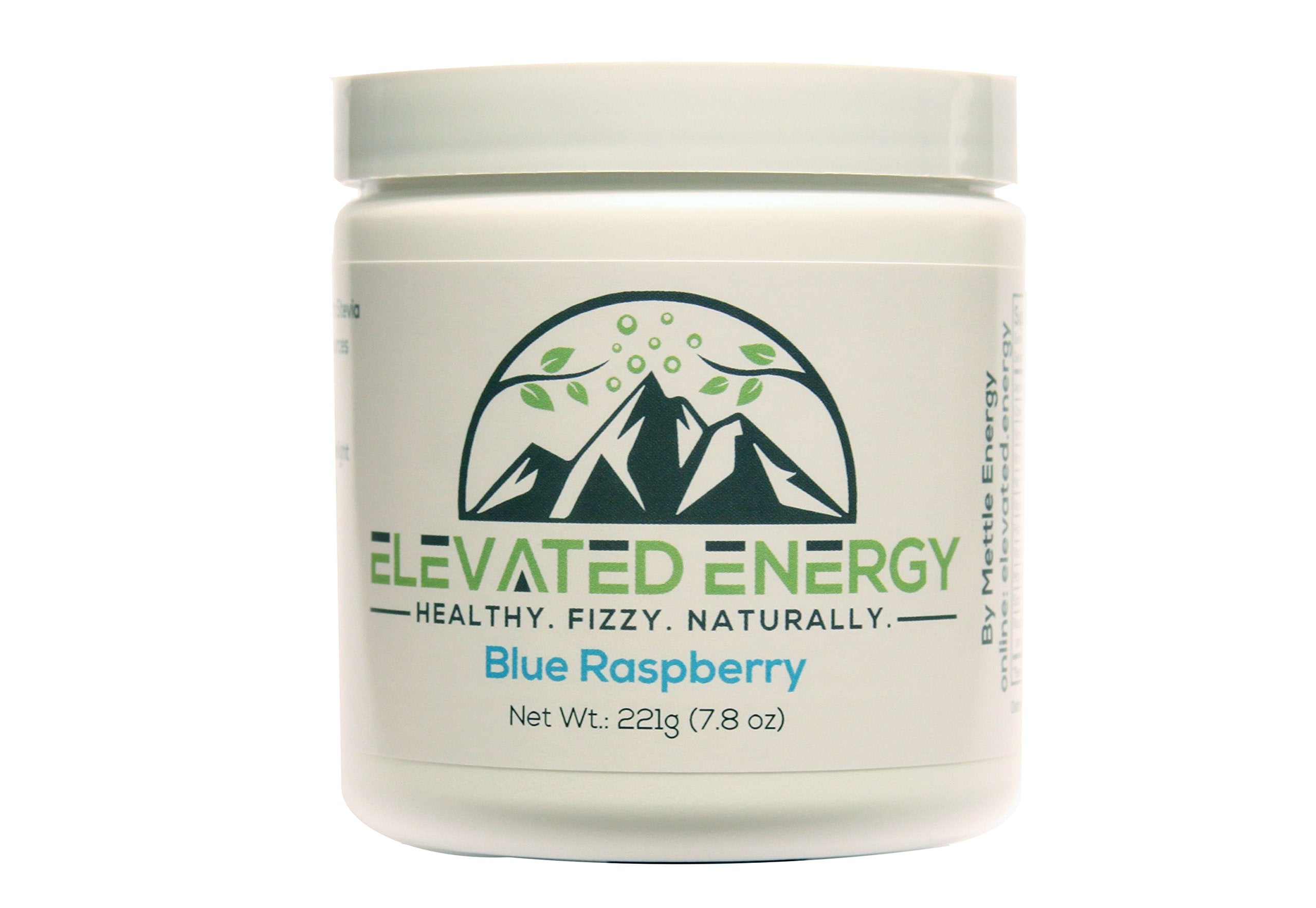 Canister of Elevated Energy Blue Raspberry powder drink mix