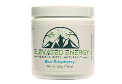 Canister of Elevated Energy Blue Raspberry powder drink mix