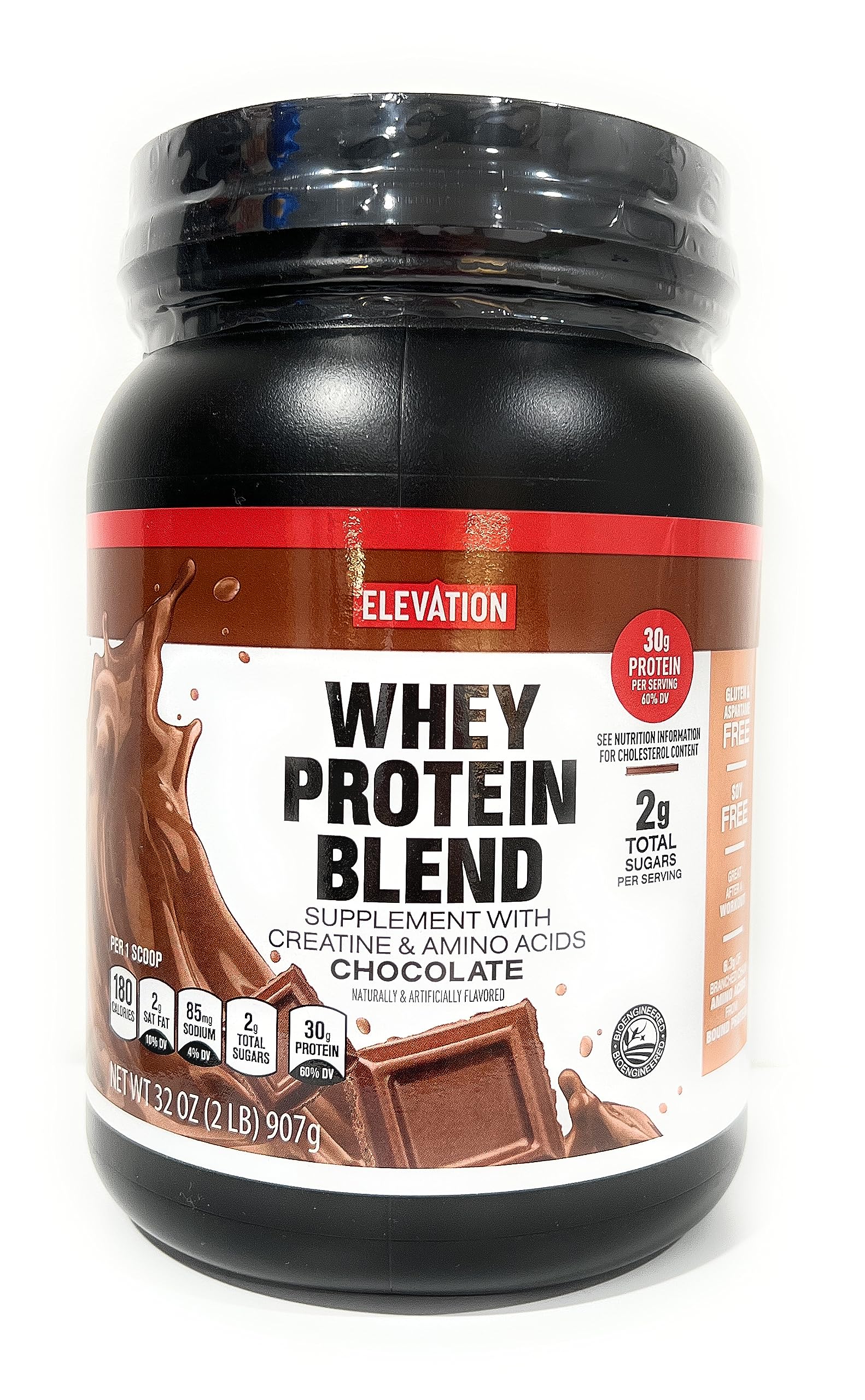 Elevation Millville chocolate protein 32oz bottle with powder—protein boost on the go