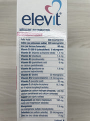 Boxed Elevit TAB with Iodine showing label details