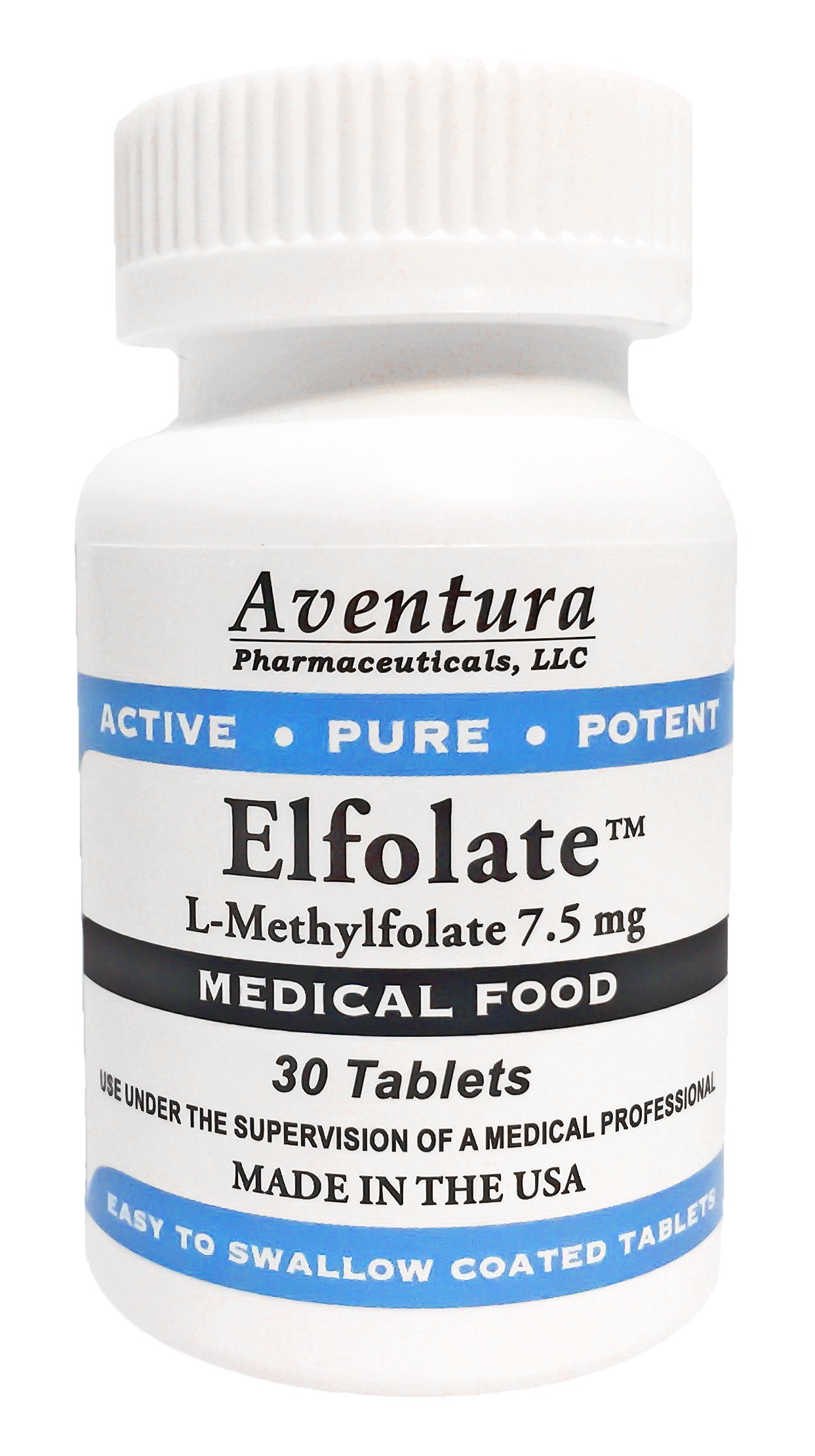 Elfolate 7.5 mg L-Methylfolate bottle label front view