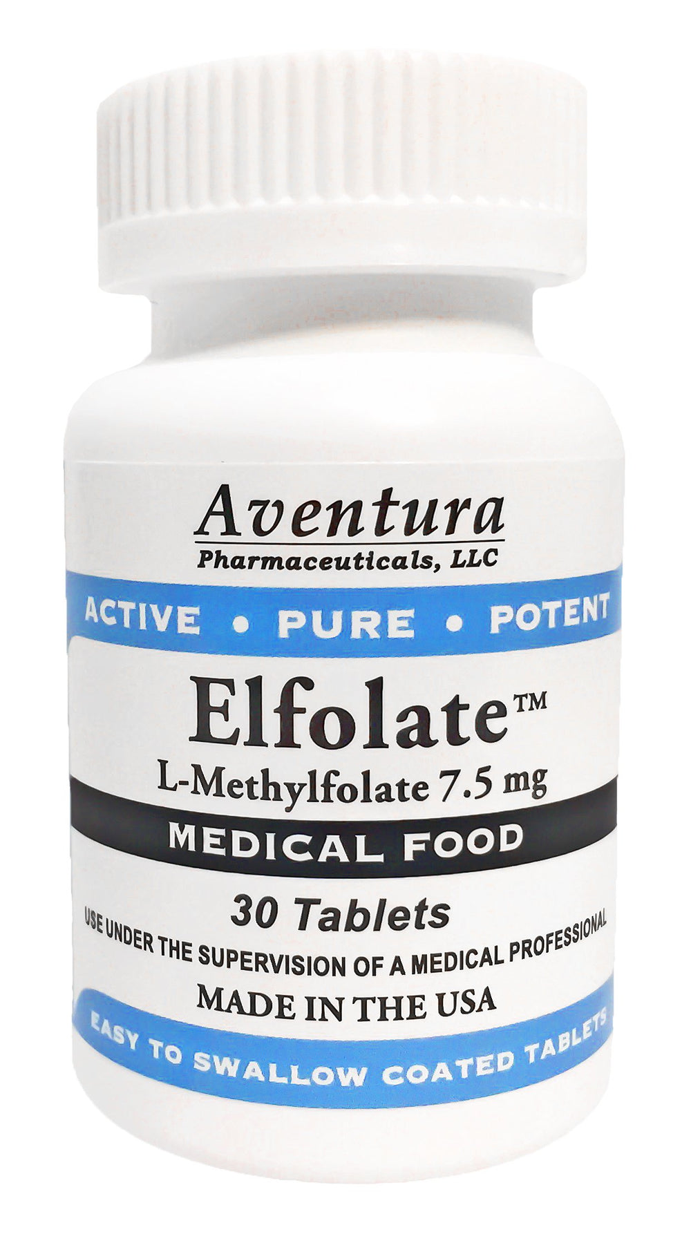 Elfolate 7.5 mg L-Methylfolate bottle label front view