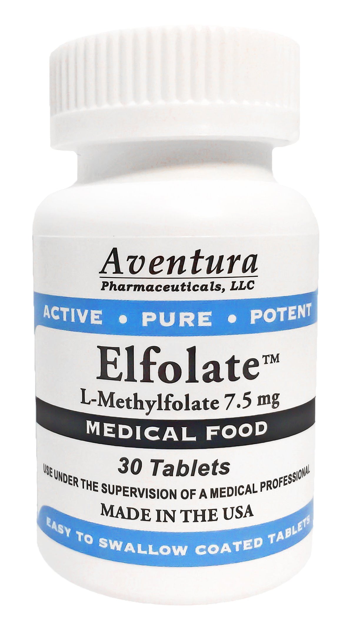 Elfolate 7.5 mg L-Methylfolate bottle label front view