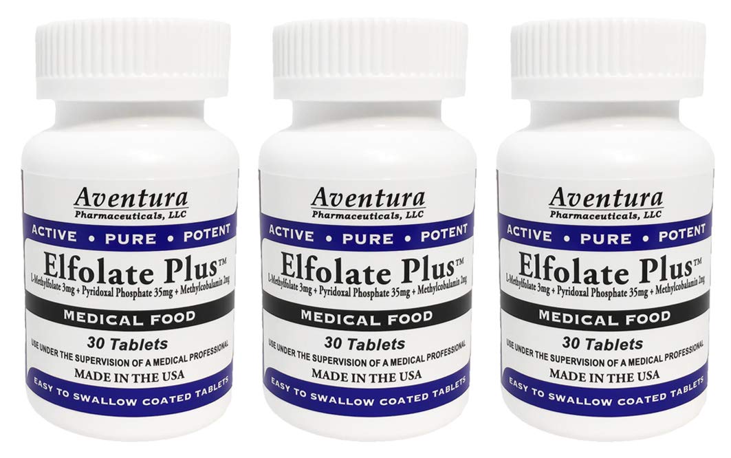 Front view of ELFOLATE Plus 3mg 3 Pack packaging