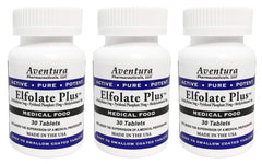 Front view of ELFOLATE Plus 3mg 3 Pack packaging