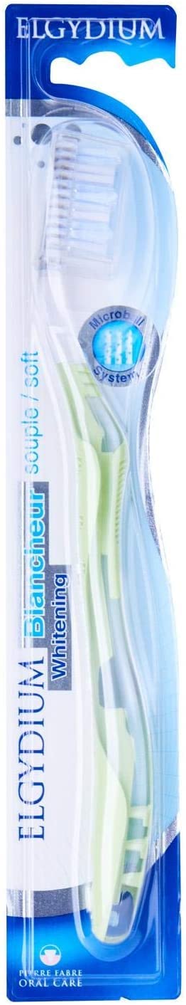 Ergonomic non slip handle of Elgydium Whitening Soft Toothbrush