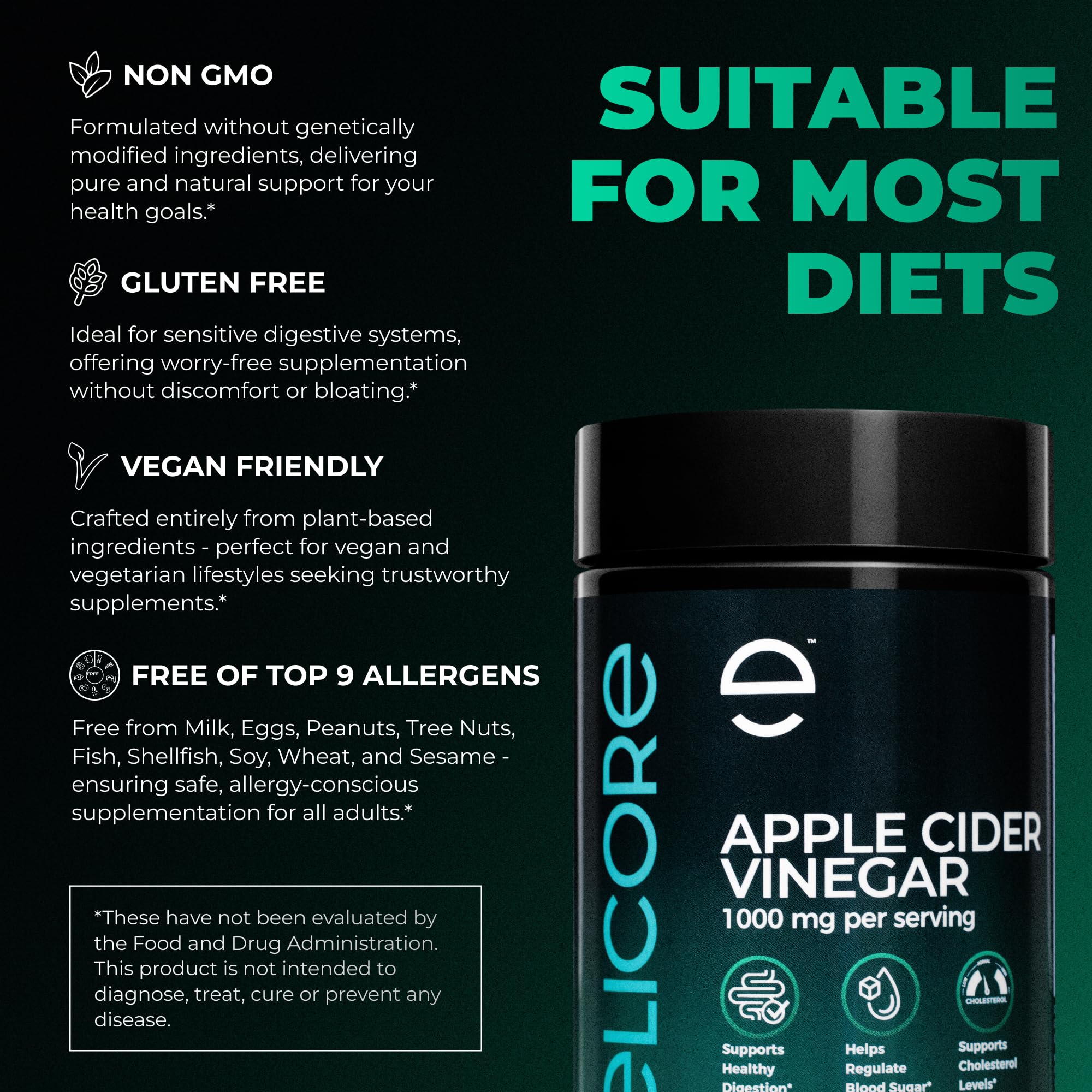 Front view of ELICORE gummies bottle with Vitamin B12