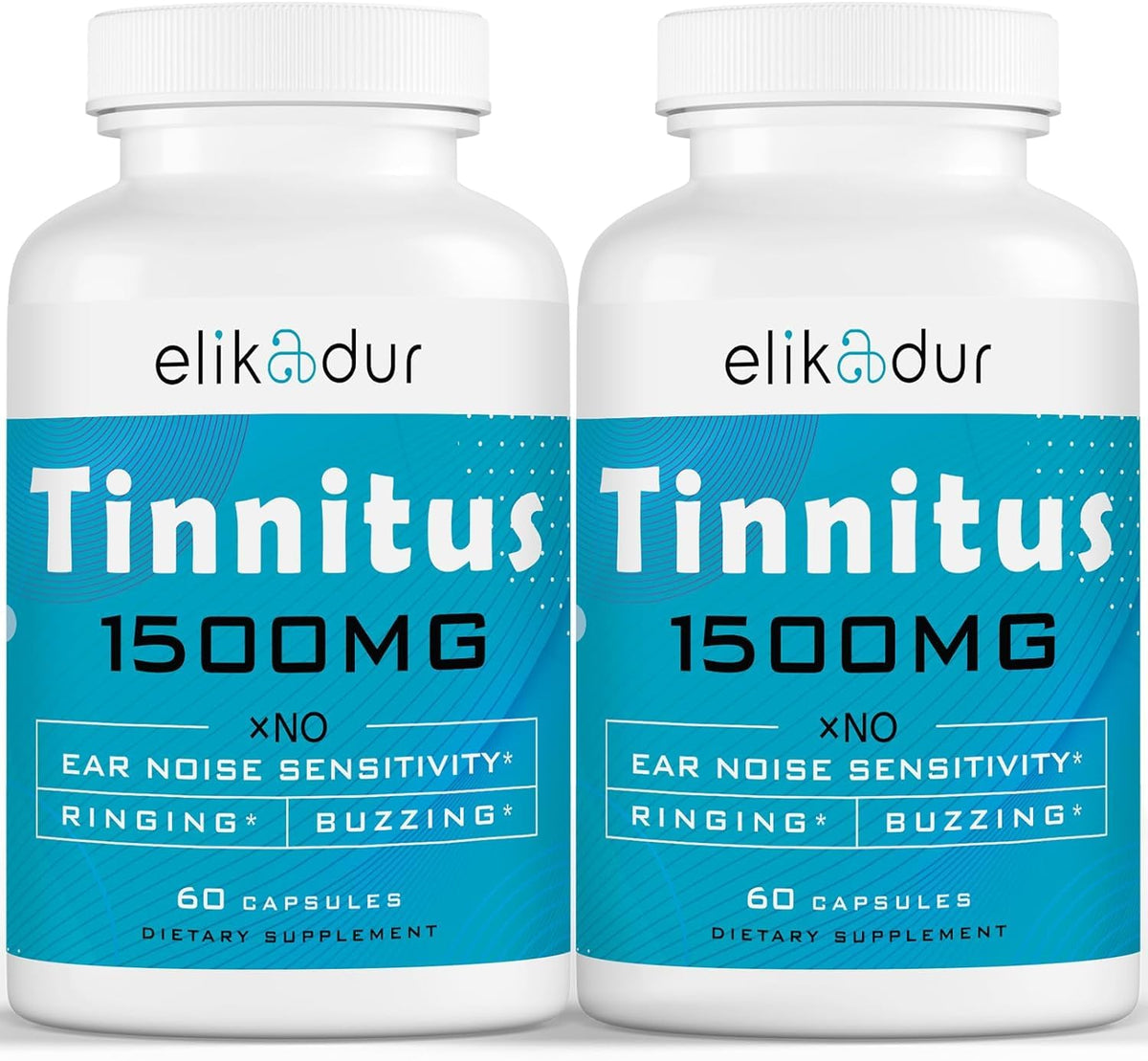 Elikadur 1500mg Tinnitus supplement bottle label