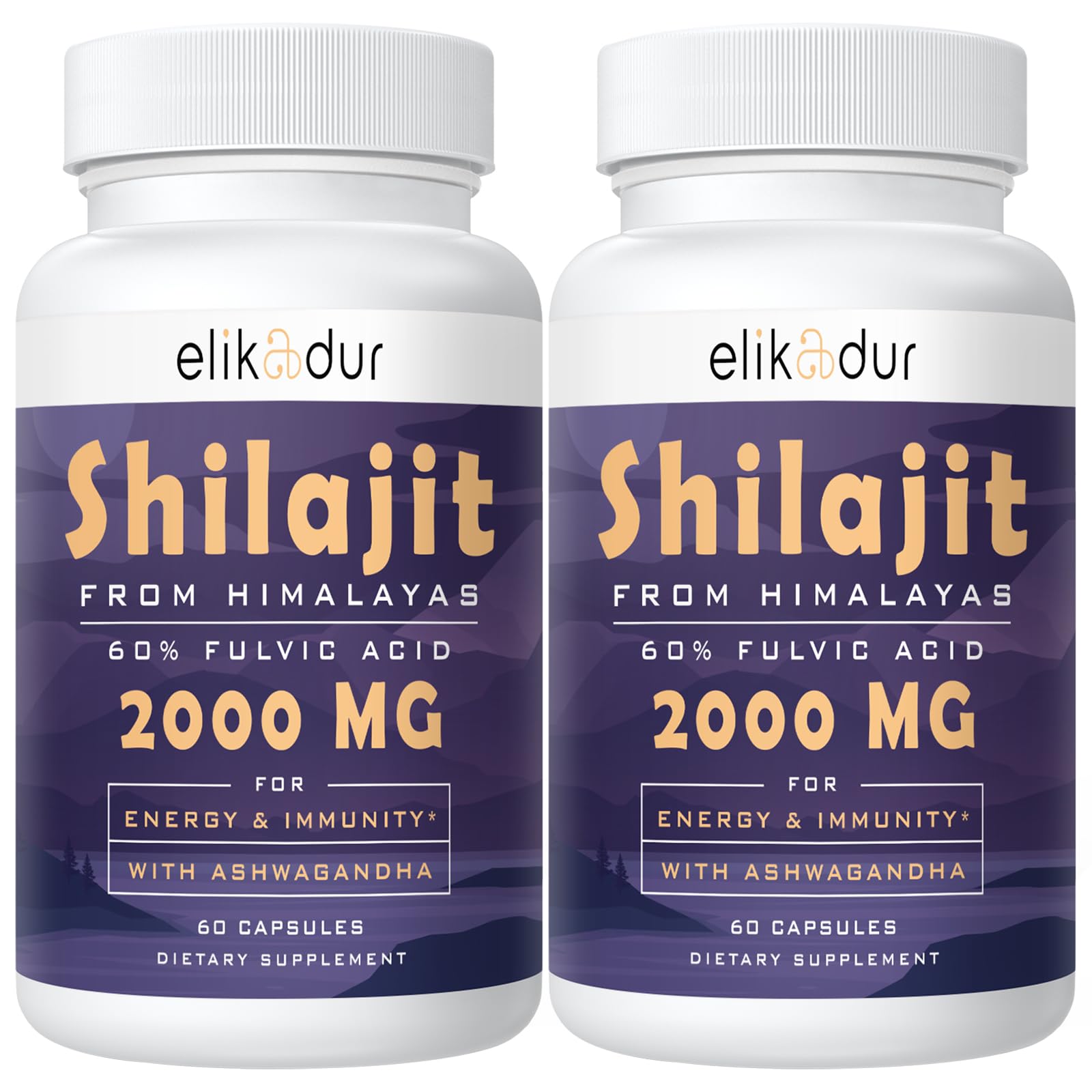 Elikadur 2000mg Shilajit capsules bottle and packaging