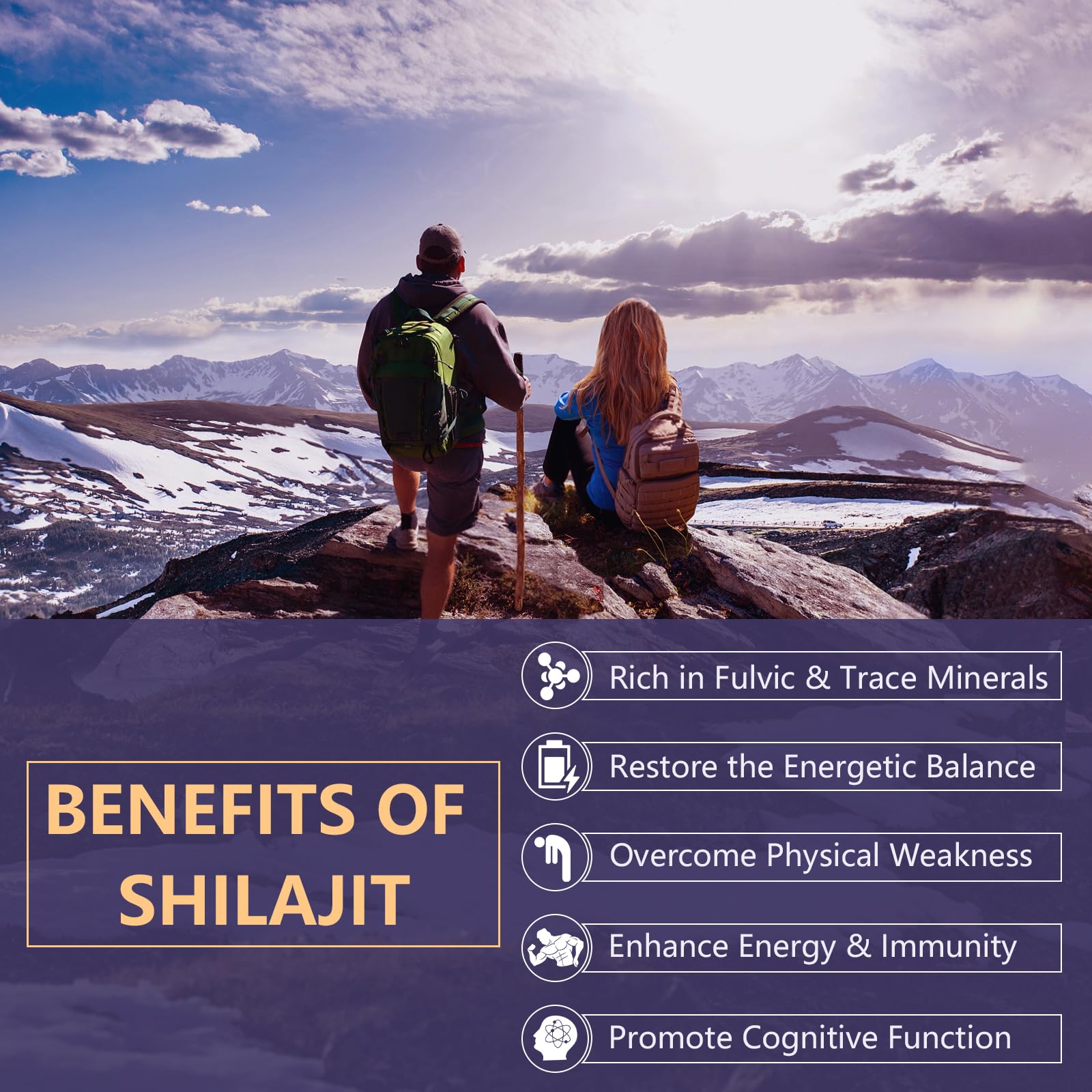 Shilajit product label highlighting 60% Fulvic Acid
