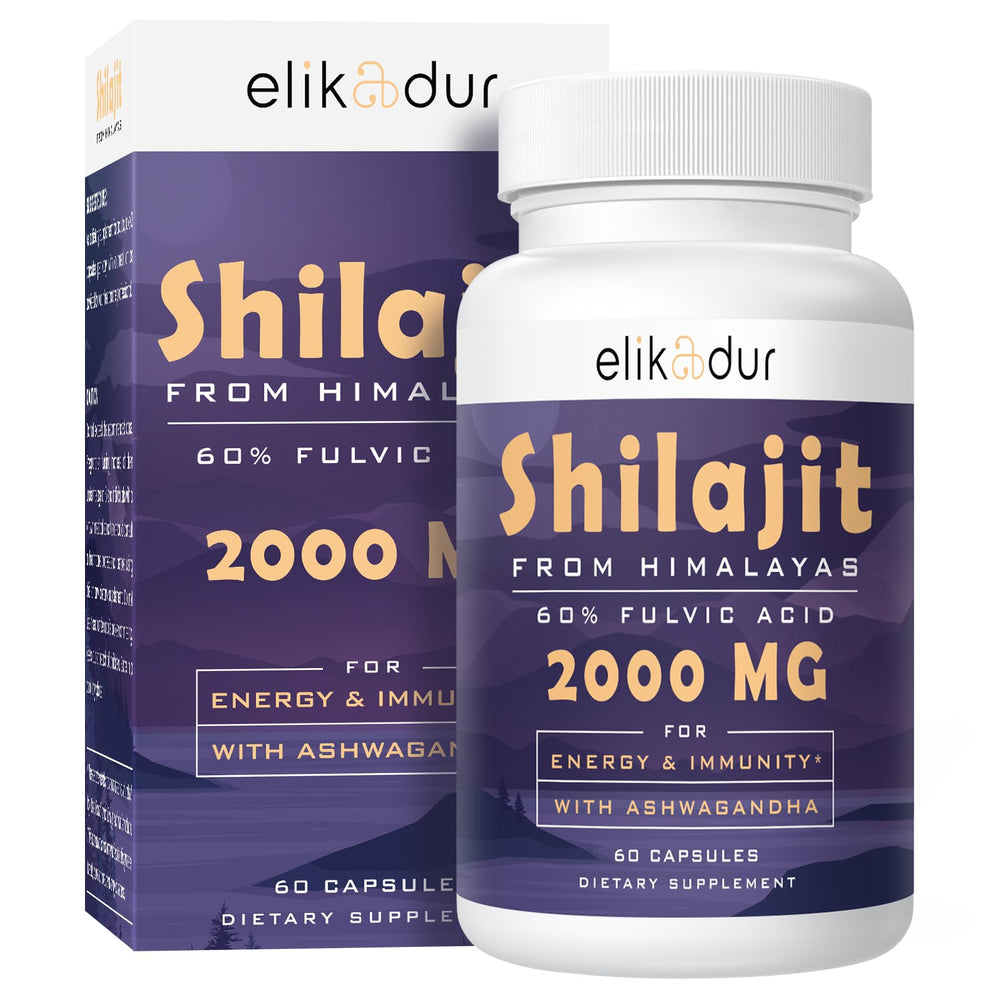 Bottle of Elikadur Shilajit Capsules with 60 capsules