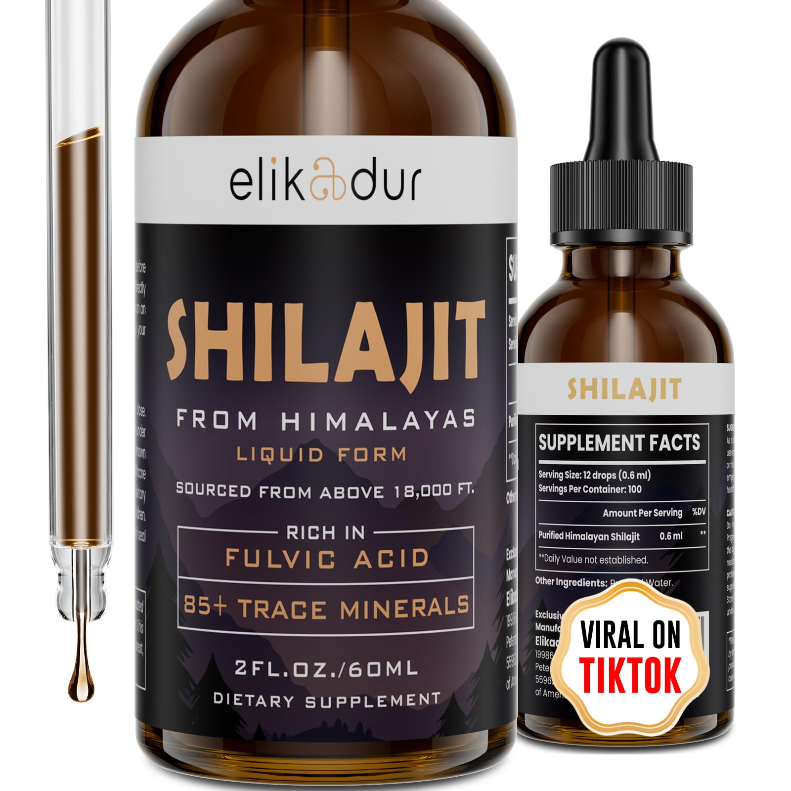 Elikadur Shilajit Drops bottle with label