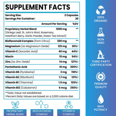Close-up of Elikadur Tinnitus label highlighting 1500 mg per serving