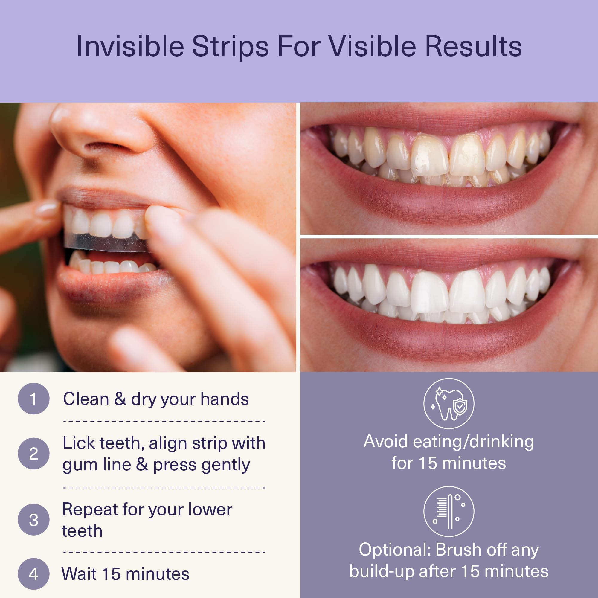 Easy, mess-free application of dissolving whitening strips