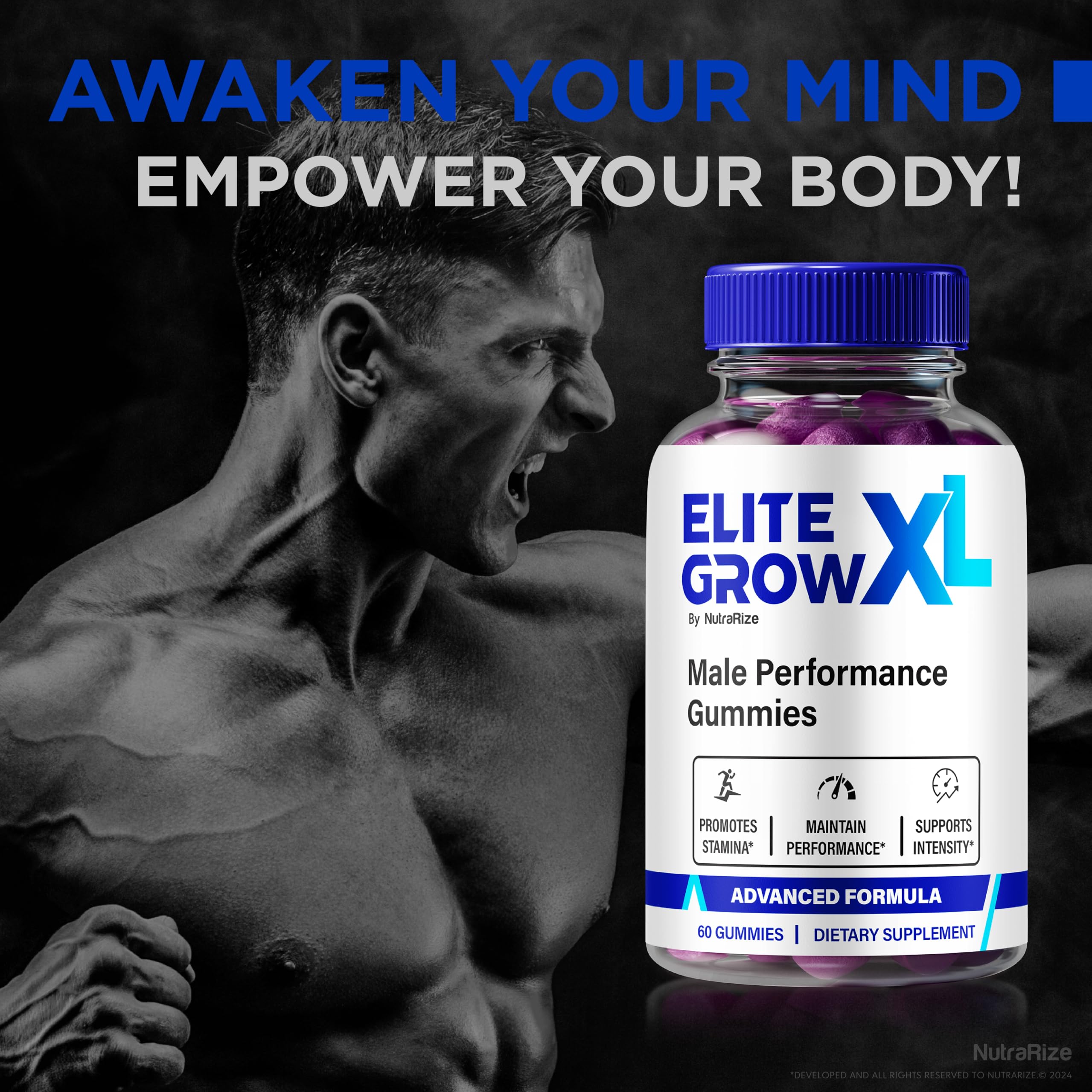 Elite Grow XL Gummies Male packaging with gummies