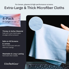 Blue microfiber cleaning cloth for eyeglasses and screens close-up