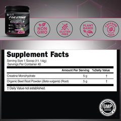 Berry flavor creatine monohydrate with organic beetroot