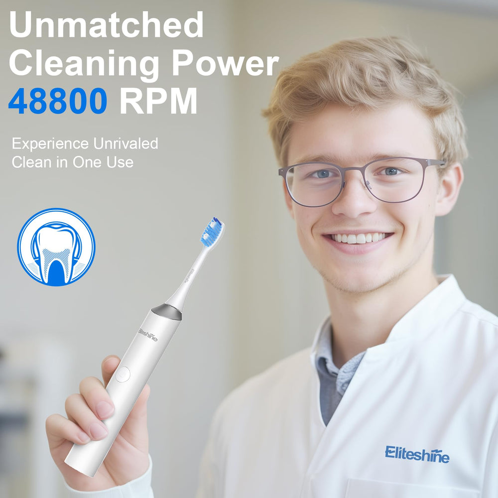 Eliteshine toothbrush with replaceable brush head installed
