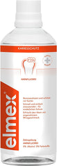 Close-up of Elmex label showing Olafluor amine fluoride and fluoride content