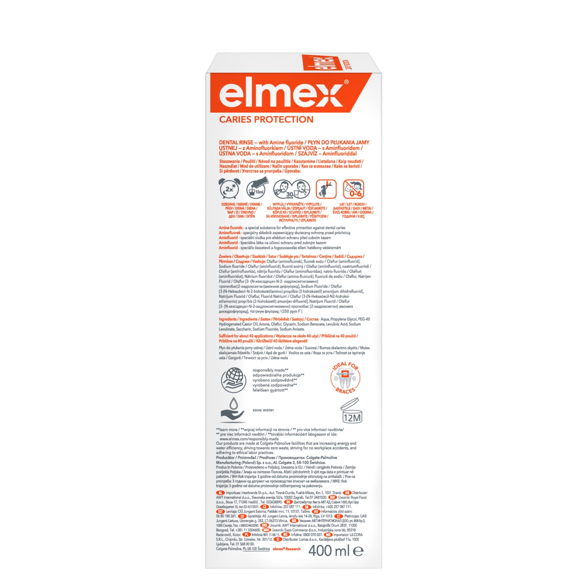Elmex Anti-Cavity Mouthwash 400ml packaging image