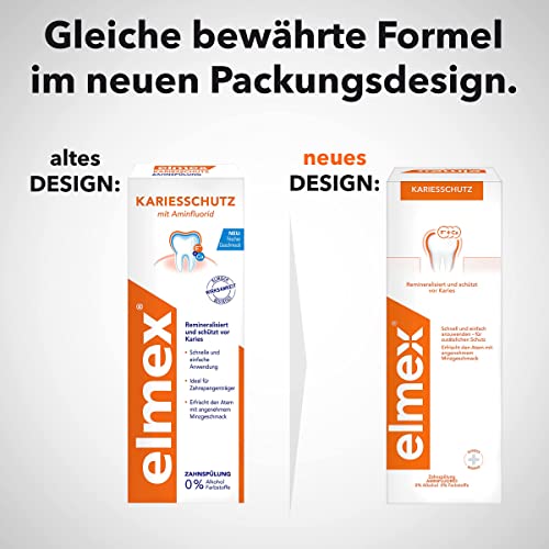 Elmex logo close-up on mouthwash bottle