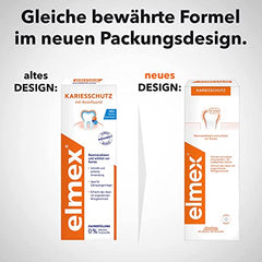 Elmex logo close-up on mouthwash bottle
