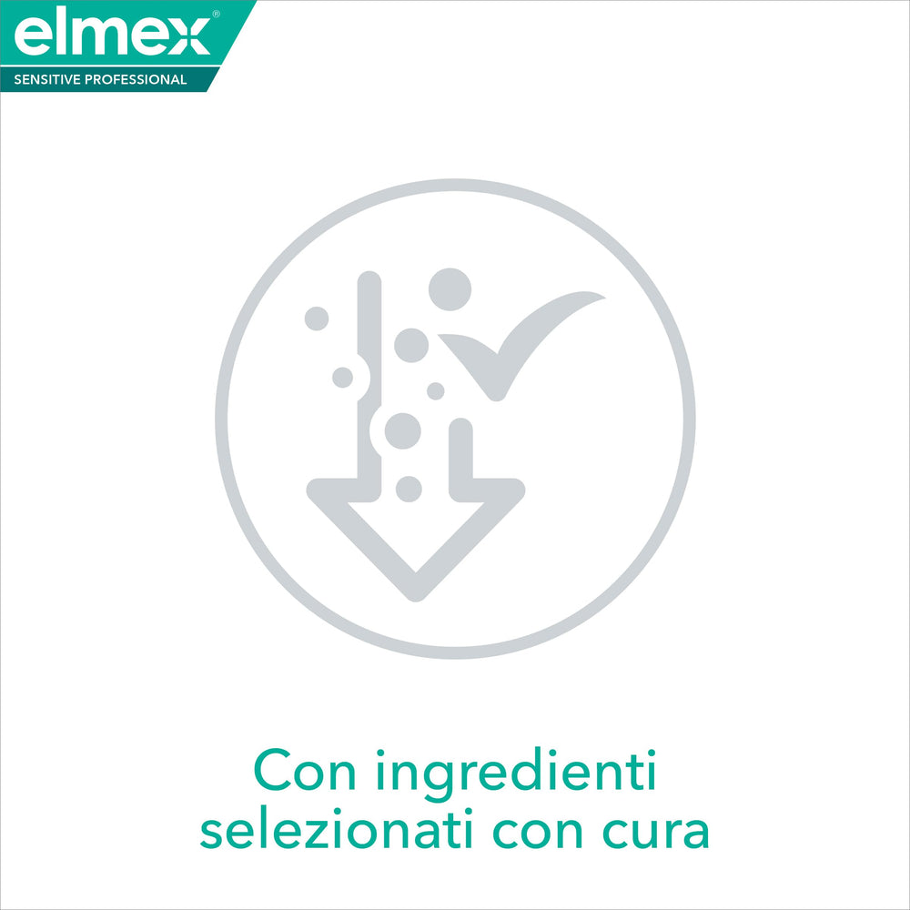 Pouring Elmex Sensitive Plus Mouthwash into a glass
