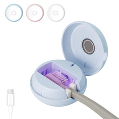 ELMWAY UV-C toothbrush holder blue-mirror front view