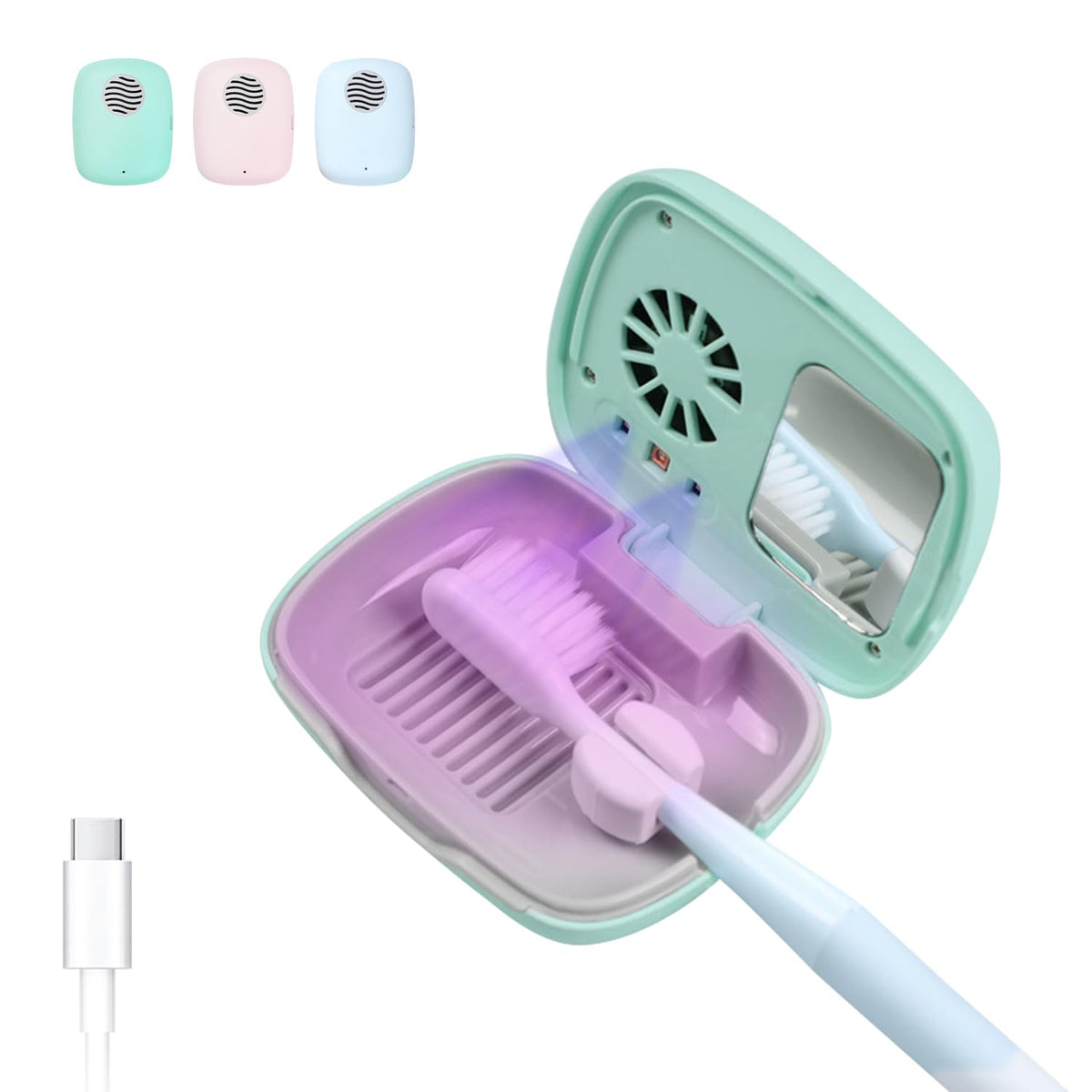 ELMWAY Toothbrush Holder Green-Fan front view