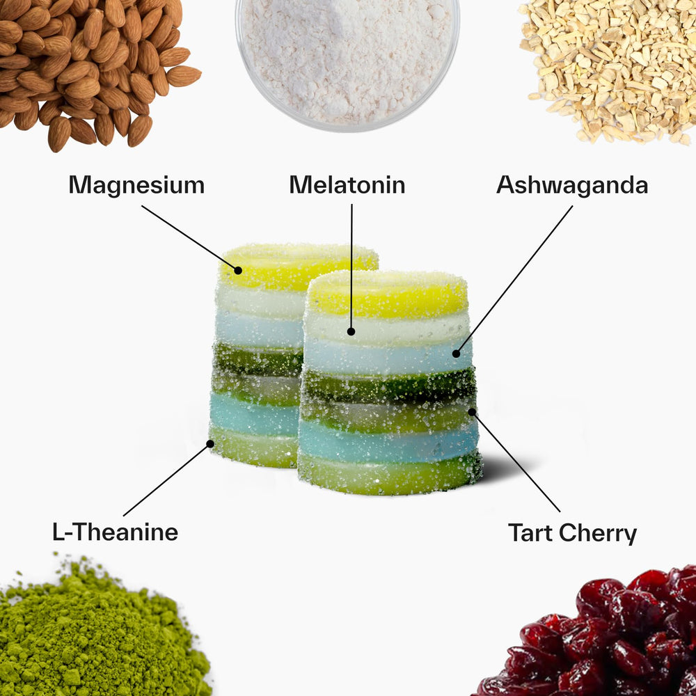 Close-up of a single mixed berry Elo Sleep Gummy