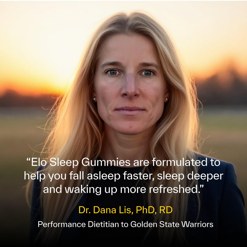 Nutrition facts and serving size on Elo Sleep Gummies box