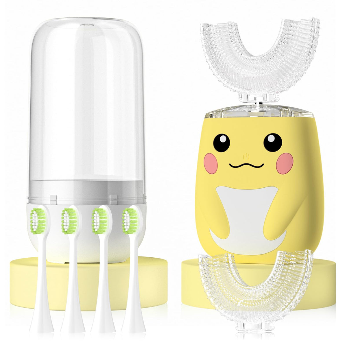 ELOTAME Kids Electric U-Shaped Toothbrush yellow body