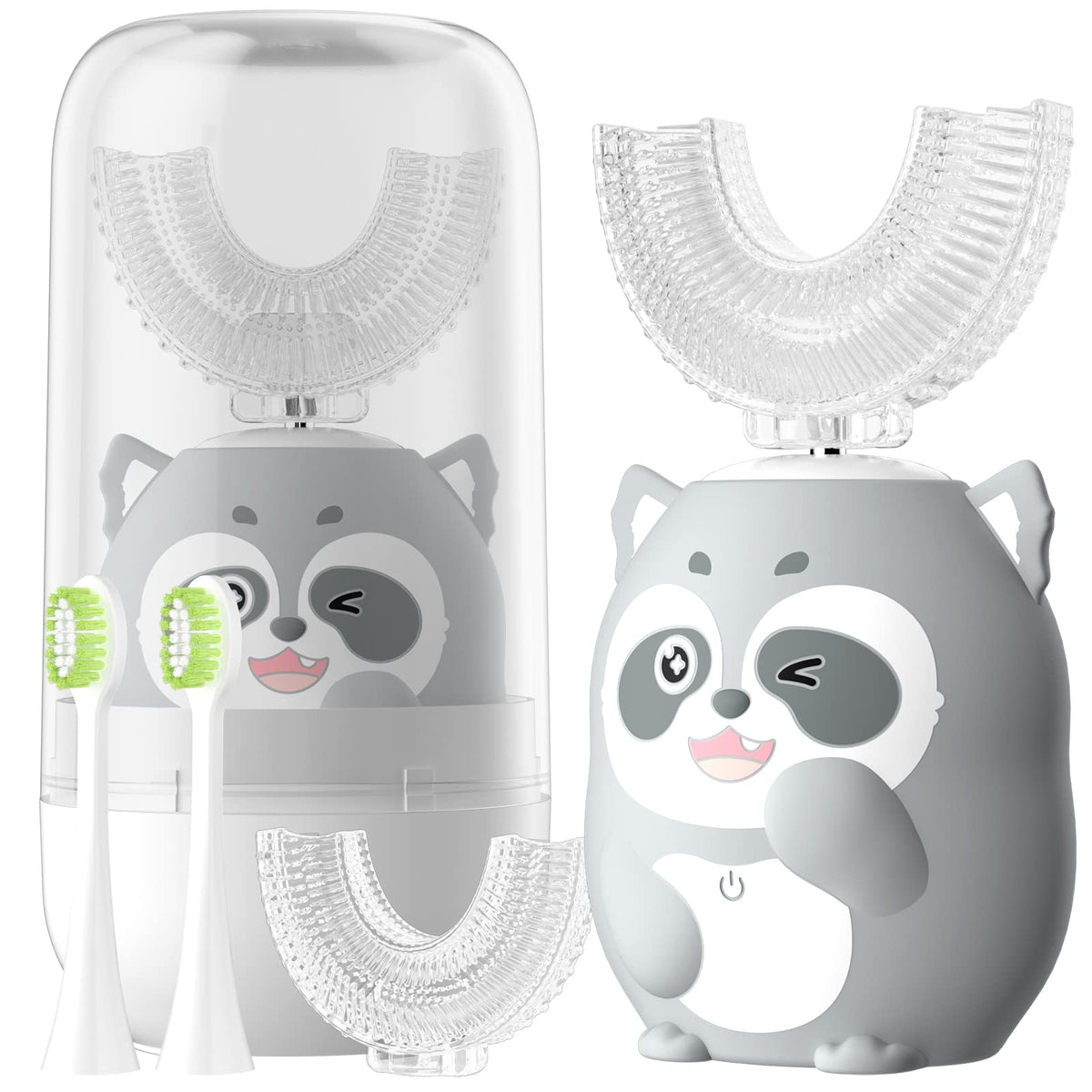 ELOTAME Kids Electric U-Shaped Toothbrush gray front view