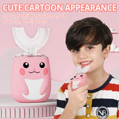 Pink U-shaped brush head close-up