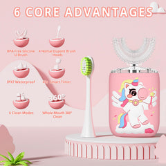 Unicorn themed kids toothbrush design