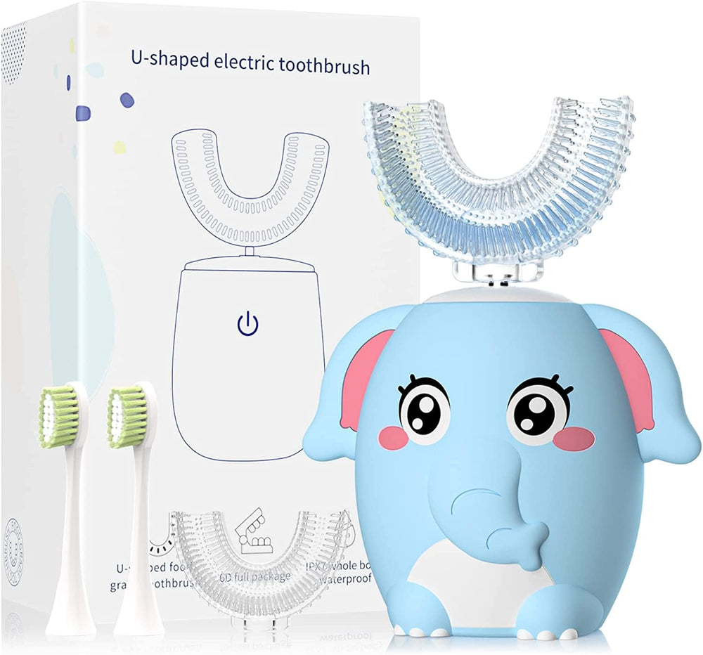 ELOTAME Kids Electric U-Shaped Toothbrush Blue – front view