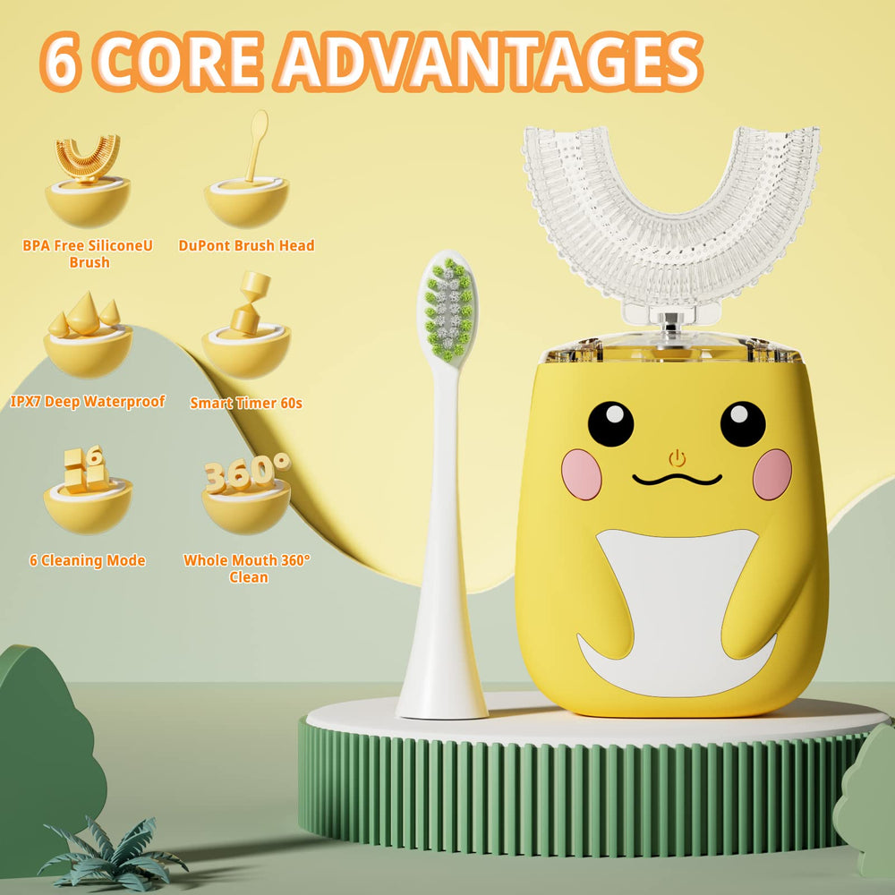 U-shaped silicone brush head and soft bristle brush head options